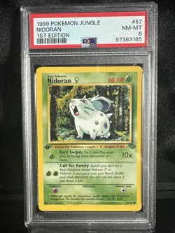 Pokemon Card 1st Edition Nidoran PSA 8 NM-Mint, Jungle Set #57, WOTC 1999 - Image 1