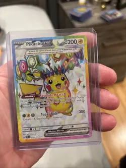Pokemon TCG Sv08: Surging Sparks Pikachu EX Holo Ultra Rare Card 219/191 - Image 1