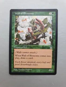 Wall of Blossoms , MTG Stronghold (1998). Uncommon Green Creature NM - Image 1
