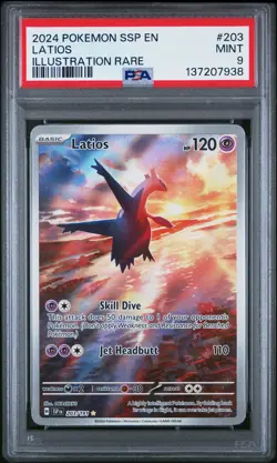 2024 POKEMON SSP EN-SURGING SPARKS ILLUSTRATION RARE #203 LATIOS PSA 9 - Image 1