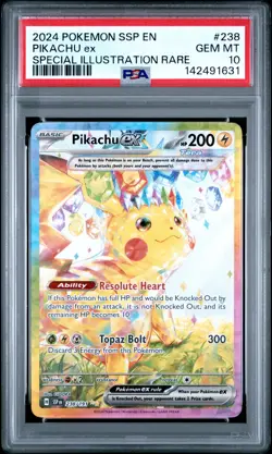 2024 POKEMON SSP EN-SURGING SPARKS SPECIAL ILLUSTRATION RARE PIKACHU EX PSA 10 - Image 1