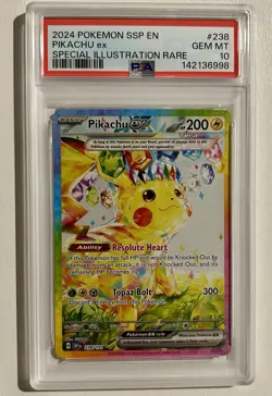 2024 POKEMON SSP EN-SURGING SPARKS SPECIAL ILLUSTRATION RARE PIKACHU EX PSA 10 - Image 1