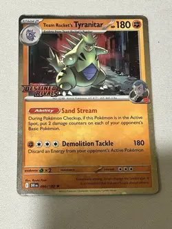 Pokemon TCG Team Rockets Tyranitar Card 096/182 Destined Rivals Stamped - Image 1