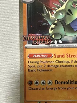 Pokemon TCG Team Rockets Tyranitar Card 096/182 Destined Rivals Stamped - Image 3