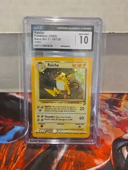 Pokemon TCG - 1999 Base Set 2 - RAICHU Holo # 16 /130 - CGC 10 Gem Mint 🔥 💎🔥 - Image 1