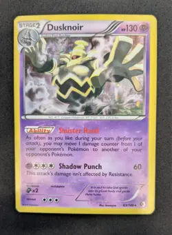 MEW SWIRL Pokemon card Dusknoir 63/149 Boundaries Crossed Holo Rare MP - Image 1