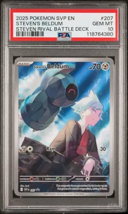 2025 POKEMON SVP EN-SV BLACK STAR PROMO #207 STEVEN'S BELDUM PSA 10 - Image 1