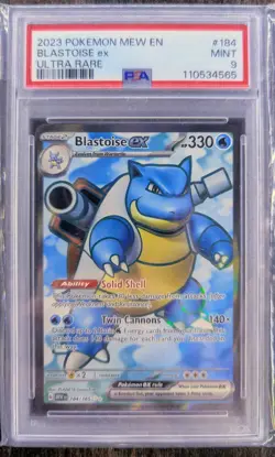 PSA 9 Pokemon Scarlet & Violet 151 Mew EN Blastoise Ex 184/165 Ultra Rare 2023 - Image 1