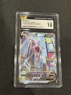 Mewtwo V CGC 10 Alt Art Pokemon Go 072/078 Full Art Pokemon Card 2022 - Image 3
