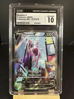 POKEMON CGC 10 2022 Pokemon GO Mewtwo V 072/078 Alternate Art - Image 1