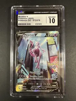 POKEMON CGC 10 2022 Pokemon GO Mewtwo V 072/078 Alternate Art - Image 2