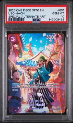 2025 ONE PIECE OP10-ROYAL BLOOD SPECIAL ALTERNATE ART #001 USO-HACHI PSA 10 - Image 1