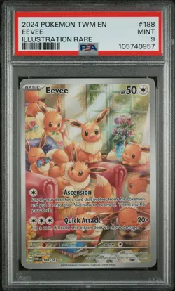 2024 Pokemon SV Twilight Masquerade TWM EN Eevee #188/167 PSA 9 - Image 1