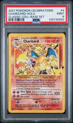 Pokemon Charizard 4/102 Celebrations Classic Collection PSA 9 Holo Card - Image 1