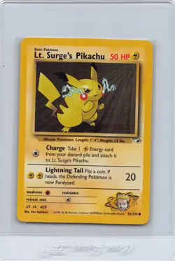 Lt. Surge's Pikachu 81/132 - Gym Heros - VINTAGE WOTC POKEMON CARD - NM - Image 1