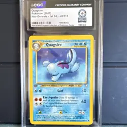 CGC Quagsire 45/111 Neo Genesis 1st Edition Regular Uncommon Pokemon TCG English - Image 1