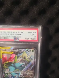 Pokemon 2019 Black Star Promo Tag Team Celebi and Venusaur GX 1/81 PSA 9 - Image 4