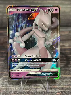 Pokemon TCG Mewtwo GX Card 31/68 Hidden Fates Holo Ultra Rare - Image 1