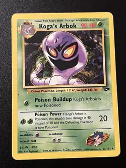 Pokemon TCG Koga's Arbok Card 25/132 Gym Challenge Rare LP - Image 1
