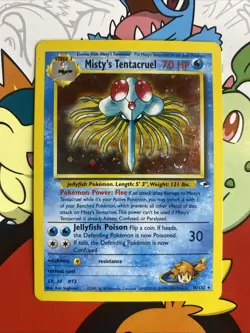 Misty’s Tentacruel 10/132 Gym Heroes Holo Rare Vintage Pokemon Card SWIRL LP - Image 1