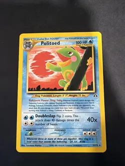 Pokemon TCG Politoed 27/75 Non-Holo Card Neo Discovery Set DMG - Image 1