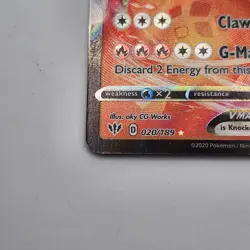 Pokemon Charizard VMAX Darkness Ablaze Holo Card 020/189 SWSH03 - Image 5