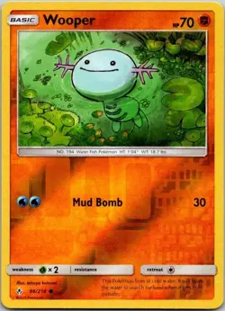 Wooper SM - Unbroken Bonds 96/214 Pokemon TCG Card (Reverse Holo) NM - Image 1