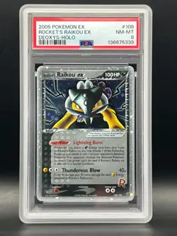 PSA NM-MT 8 -Rocket's Raikou Ex 108/107 Secret Rare Holo-Pokemon 2005 Ex Deoxys - Image 1