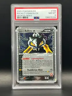 PSA NM-MT 8 -Rocket's Raikou Ex 108/107 Secret Rare Holo-Pokemon 2005 Ex Deoxys - Image 2