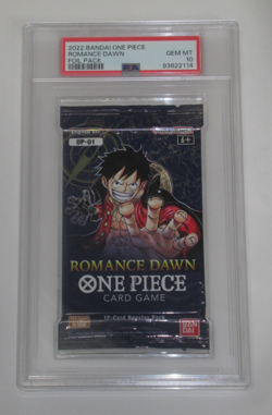 One Piece OP01 Romance Dawn Booster Pack Pre-Errata Blue Bottom English PSA 10 - Image 1