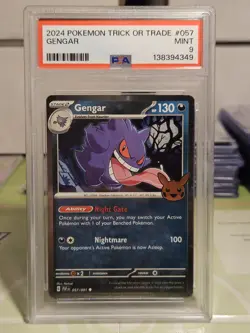 PSA 9 Mint Gengar Graded Pokemon Card #057 Trick or Trade 2024 - Image 1