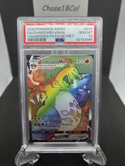 Charizard VMAX 074/073 PSA 10 Secret Rainbow Rare Pokemon Champion's Path - Image 1