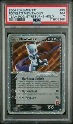 ROCKET’S MEWTWO EX 2004 POKEMON TEAM ROCKET RETURNS HOLO 99/109 GRADED PSA 7 NM - Image 1