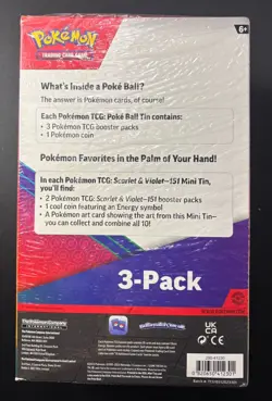 Pokemon TCG Sam’s Exclusive 3 Pack Tin (x2 151 Mini Tins & 1x Poke Ball Tin - Image 3