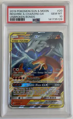 Reshiram Charizard GX 20/214 PSA 10 Unbroken Bonds Ultra Rare Pokemon GEM MINT - Image 1