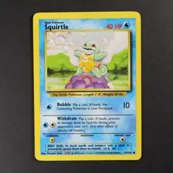 Squirtle 63/102 Pokemon TCG Base Set Common/ Uncommon P-LP - Image 1