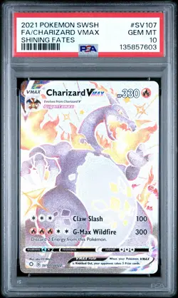 2021 POKEMON SWORD & SHIELD SHINING FATES #SV107 FULL ART/CHARIZARD VMAX PSA 10 - Image 1