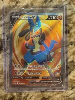 Pokemon Sword & Shield LUCARIO V Black Star Promo Holo Full Art SWSH213 - Image 1