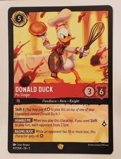 ***DISNEY Lorcana SHIMMERING SKIES Legendary DONALD DUCK 107/204 Pie Slinger*** - Image 1