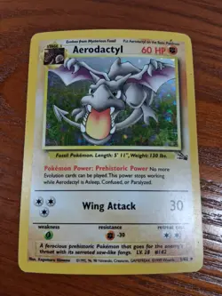 Aerodactyl 1/62 Fossil, Pokemon TCG Holo Rare Unlimited, MP - Image 1