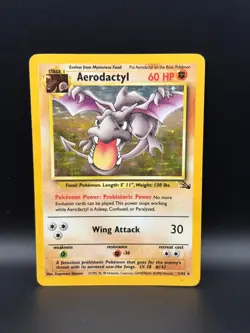 Pokemon TCG Aerodactyl - 1/62 Fossil Unlimited Holo Rare - LP/MP - Image 1