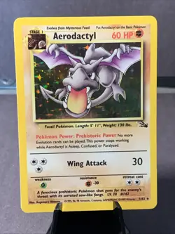 Pokemon TCG Aerodactyl 1/62 Fossil Holo Rare Unlimited Vintage WOTC 1999 NM - Image 1