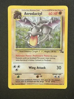 Aerodactyl Fossil 1/62 Holo Unlimited Holo Rare Pokemon TCG HP - Image 1