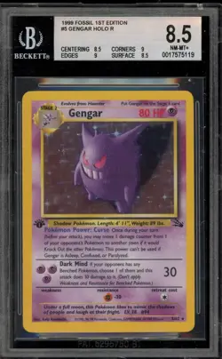 Pokemon Gengar Fossil 1st Edition Holo Rare #5 CHIPPED SLAB BGS 8.5 - Image 1