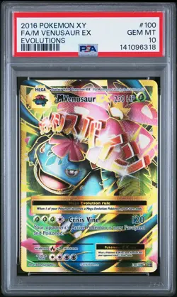 2016 POKEMON XY EVOLUTIONS #100 FULL ART/M VENUSAUR EX PSA 10 - Image 1