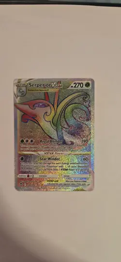 Pokemon TCG Serperior VSTAR Silver Tempest Holo Card Rainbow Secret Rare 196/195 - Image 1
