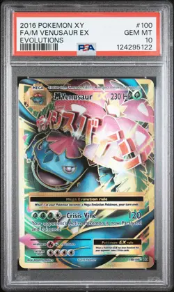 2016 POKEMON XY EVOLUTIONS #100 FULL ART/M VENUSAUR EX PSA 10 - Image 1