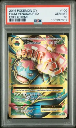 2016 POKEMON XY EVOLUTIONS #100 FULL ART/M VENUSAUR EX PSA 10 - Image 1