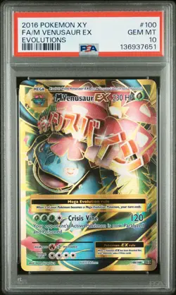 2016 POKEMON XY EVOLUTIONS #100 FULL ART/M VENUSAUR EX PSA 10 - Image 1