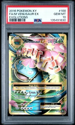 2016 POKEMON XY EVOLUTIONS #100 FULL ART/M VENUSAUR EX PSA 10 - Image 1